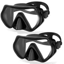 Juego de 2 Máscaras de Buceo para Adultos, con Tubo de Snorkel Seco, Lentes de Cristal Templado Antivaho, Negro y Azul