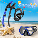 Juego de 2 Máscaras de Buceo para Adultos, con Tubo de Snorkel Seco, Lentes de Cristal Templado Antivaho, Negro y Azul
