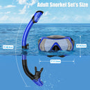 Juego de 2 Máscaras de Buceo para Adultos, con Tubo de Snorkel Seco, Lentes de Cristal Templado Antivaho, Negro y Azul