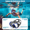 Juego de 2 Máscaras de Buceo para Adultos, con Tubo de Snorkel Seco, Lentes de Cristal Templado Antivaho, Negro y Azul