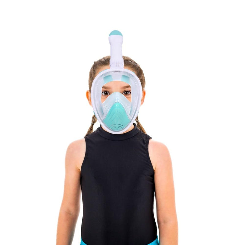 Wsobue Máscara de Snorkel de Cara Completa, Antivaho y Antifugas, para Niños de 5 a 14 Años, Verde, Talla XS