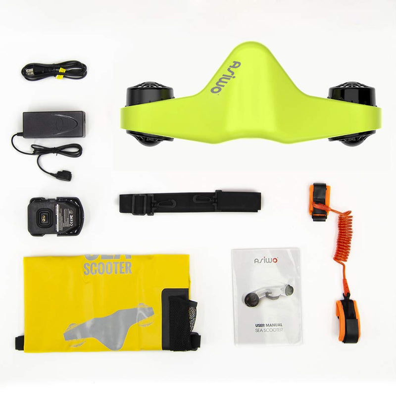 Asiwo Patinete Subacuático Eléctrico con Motores Duales, Soporte para Cámara, para Buceo y Natación, Verde