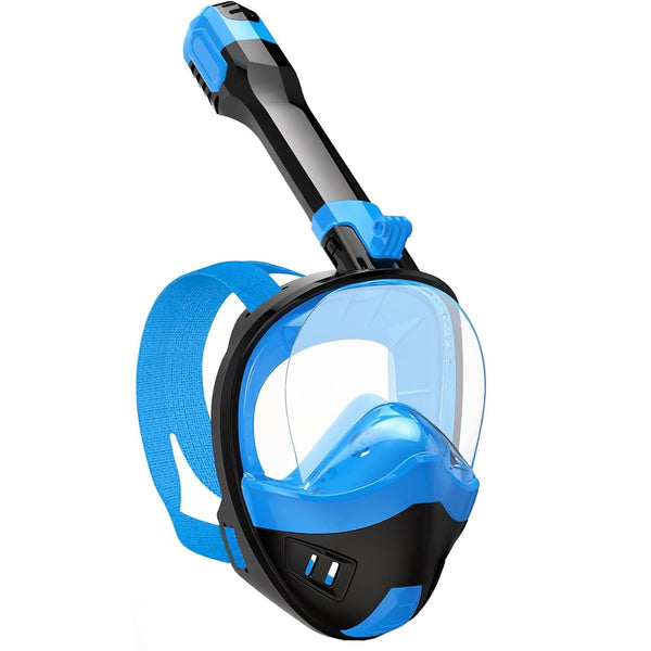 Lamker Máscara Snorkel Cara Completa Plegable, 180° Panorámica, con Soporte de Cámara y Antivaho