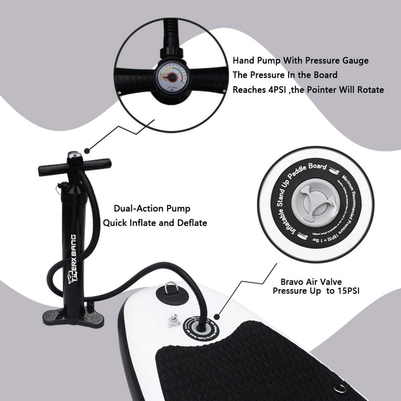 TIGERXBANG Tabla de Paddle Surf Hinchable (ISUP), con Asiento Kayak, Kit Completo, 320x84x15 cm