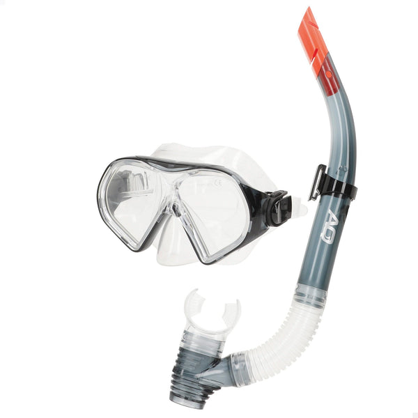 AKTIVE Aqua Sport Gafas de Buceo con Tubo Flexible para Adultos, Lentes de Cristal Templado, Sello de Silicona, Libre de Látex, Fácil Ajuste, Modelo 54249