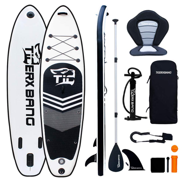 TIGERXBANG Tabla de Paddle Surf Hinchable (ISUP), con Asiento Kayak, Kit Completo, 320x84x15 cm