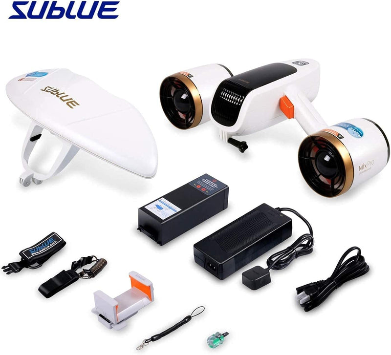 sublue WhiteShark Mix Pro Patinete Subacuático con Motores Duales, Soporte de Cámara, para Niños y Adultos, Negro