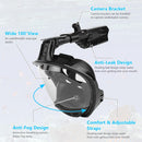 AOOSA Máscara Snorkel Cara Completa 180°, Tubo Seco, Antivaho, Soporte de Cámara, Negra S/M