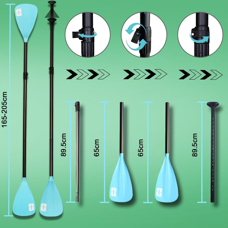 Tabla de Paddle Surf Hinchable (SUP), con Asiento de Kayak y Doble Remo, Kit Completo, 330x76x15 cm, hasta 150 kg, Verde Menta