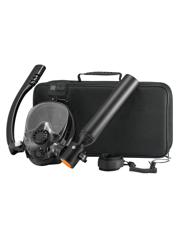 VEVOR Tanque de Buceo Portátil 0.5 L, para 5-10 Minutos Bajo el Agua, Profundidad 10 m, con Máscara de Snorkel, 73x365 mm