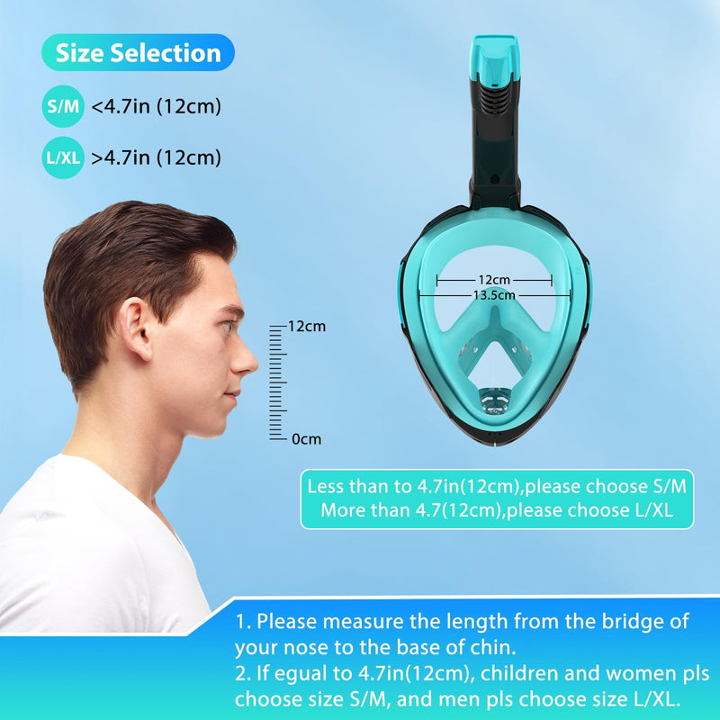 Máscara de Snorkel de Cara Completa para Adultos, con Visión Panorámica 180°