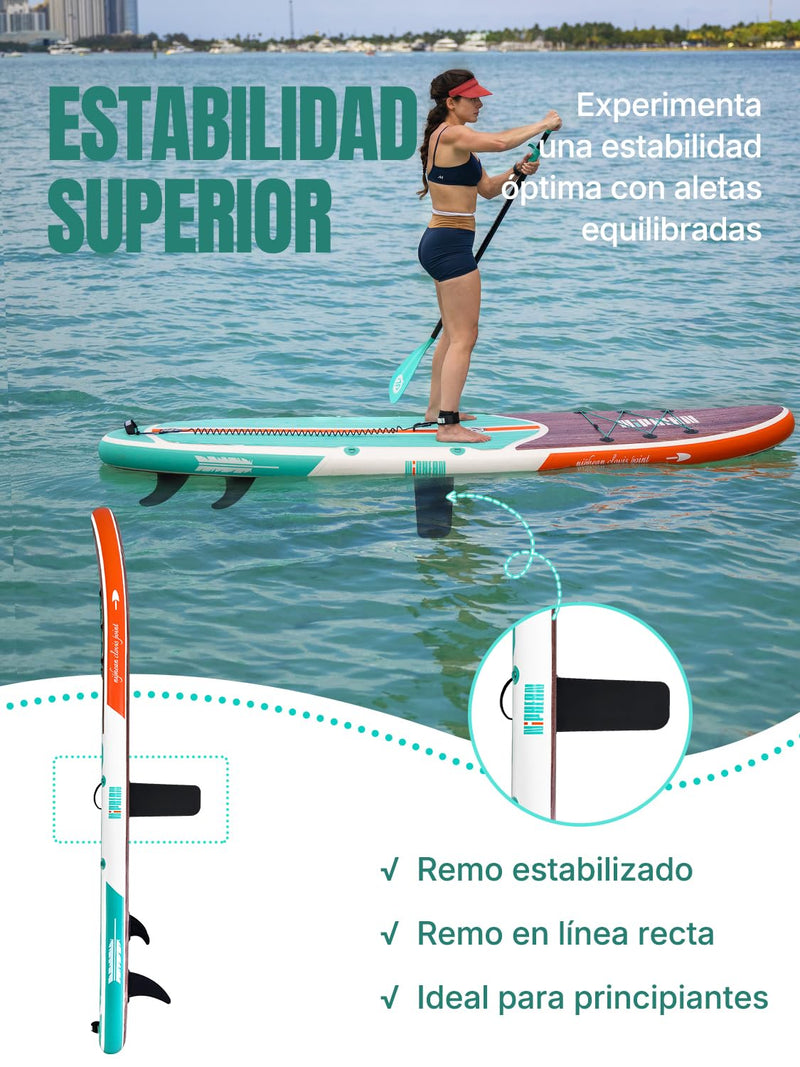 Niphean Tabla de Paddle Surf Hinchable (SUP) para 2 Personas, con Asiento, Kit Completo, 320 cm, hasta 200 kg