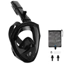 AOOSA Máscara Snorkel Cara Completa 180°, Tubo Seco, Antivaho, Soporte de Cámara, Negra S/M