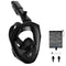AOOSA Máscara Snorkel Cara Completa 180°, Tubo Seco, Antivaho, Soporte de Cámara, Negra S/M