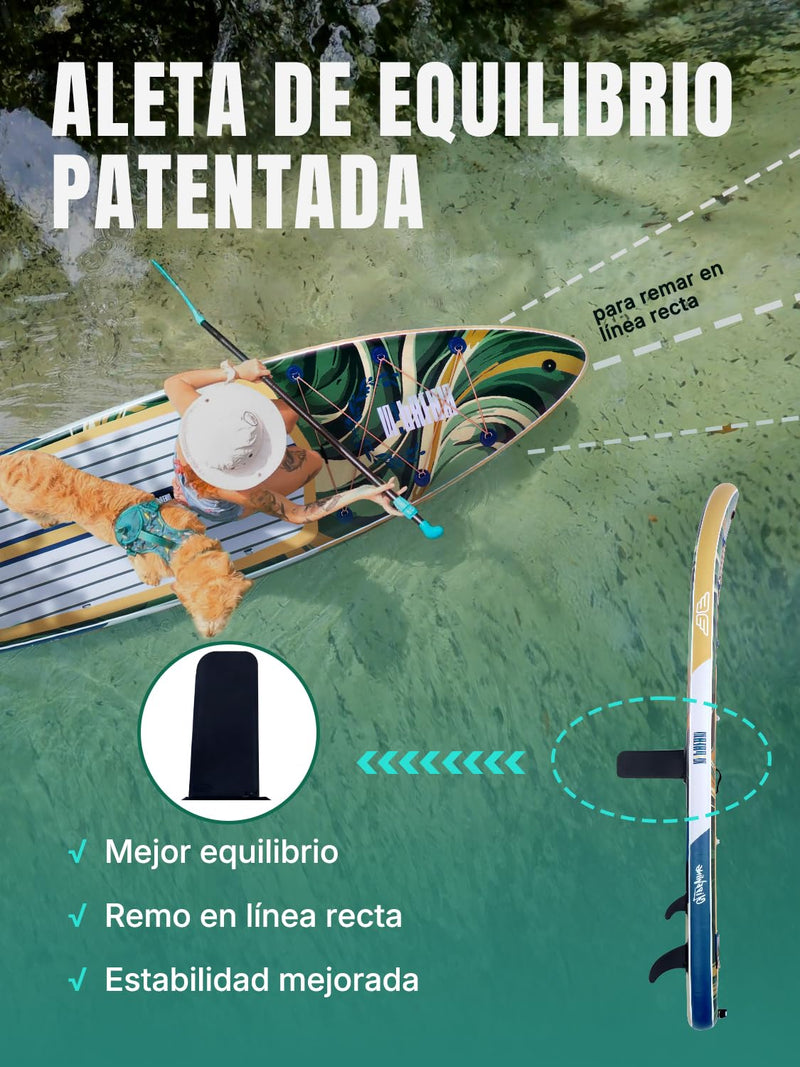Niphean Tabla de Paddle Surf Hinchable Extra Grande, para 2-3 Personas, Kit Completo para Principiantes, para Familia y Adultos