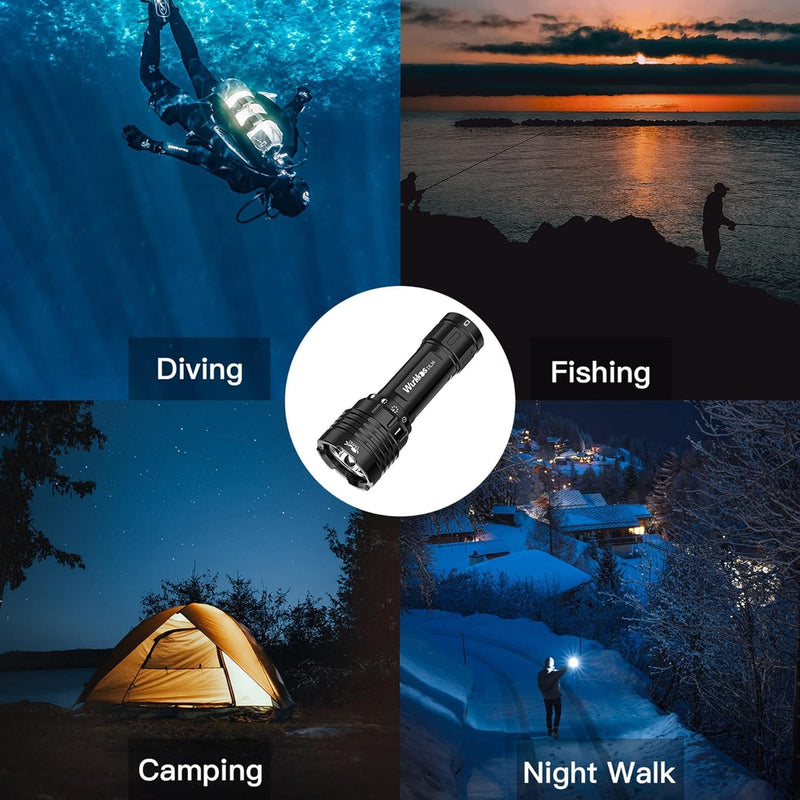 Wurkkos DL30 Linterna de Buceo LED, 3600 Lúmenes, IPX8, Blanco Neutro, 5000mAh