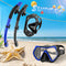 Juego de 2 Máscaras de Buceo para Adultos, con Tubo de Snorkel Seco, Lentes de Cristal Templado Antivaho, Negro y Azul