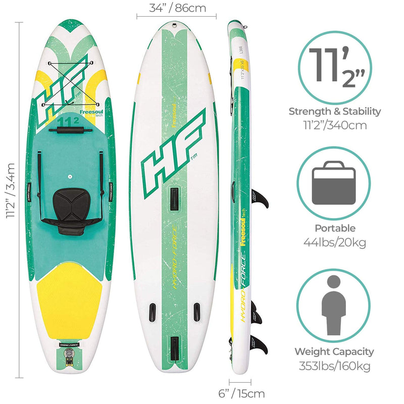 Bestway Freesoul Tech 65310 Tabla de Paddle Surf Hinchable (SUP), Kit Completo con Remo de Aluminio, Bomba y Bolsa, Blanco/Verde