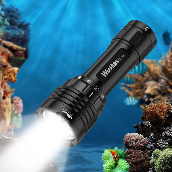 Wurkkos DL30 Linterna de Buceo LED, 3600 Lúmenes, IPX8, Blanco Neutro, 5000mAh