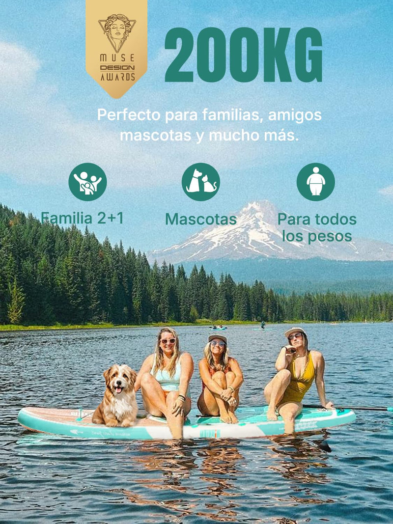 Niphean Tabla de Paddle Surf Hinchable (SUP) para 2 Personas, con Asiento, Kit Completo, 320 cm, hasta 200 kg