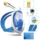 Máscara de Snorkel de Cara Completa, Visión 180°, Antivaho y con Soporte para Cámara, para Adultos y Niños