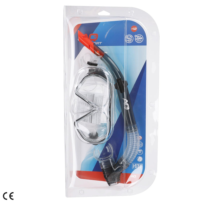 AKTIVE Aqua Sport Gafas de Buceo con Tubo Flexible para Adultos, Lentes de Cristal Templado, Sello de Silicona, Libre de Látex, Fácil Ajuste, Modelo 54249