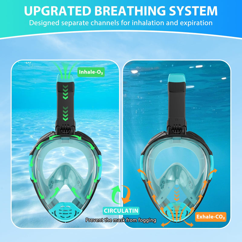 Máscara de Snorkel de Cara Completa para Adultos, con Visión Panorámica 180°