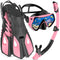 IEEILULU Set de Snorkel para Adultos, con Gafas de Buceo, Tubo Semiseco y Aletas Ajustables, S/M, Rosa
