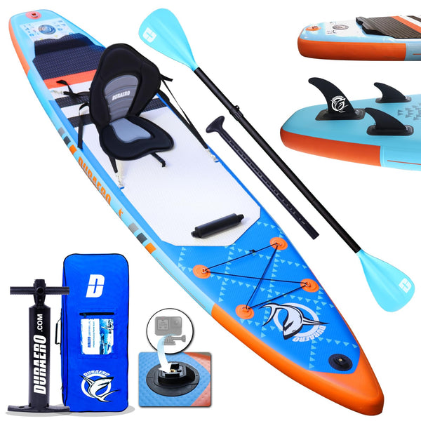 Tabla de Paddle Surf Hinchable (SUP), con Asiento de Kayak y Doble Remo, Kit Completo, 330x76x15 cm, hasta 150 kg