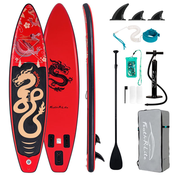 FEATH-R-LITE Tabla de Paddle Surf Hinchable (SUP), Kit Completo con Remo Ajustable, Bomba y Mochila
