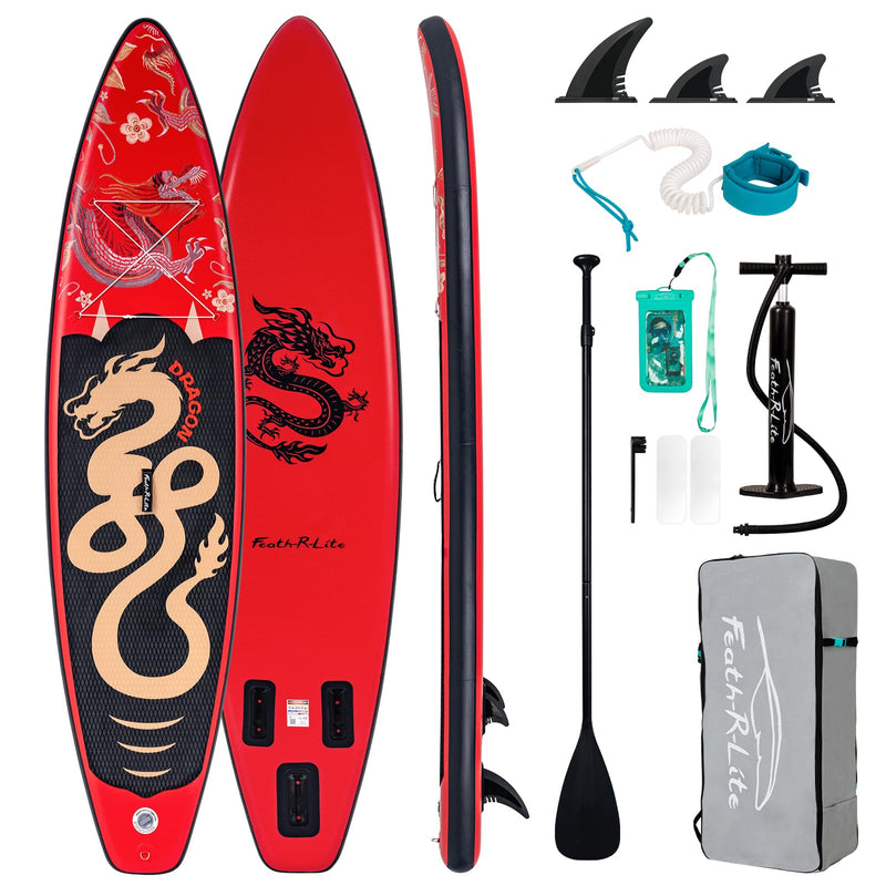 FEATH-R-LITE Tabla de Paddle Surf Hinchable (SUP), Kit Completo con Remo Ajustable, Bomba y Mochila