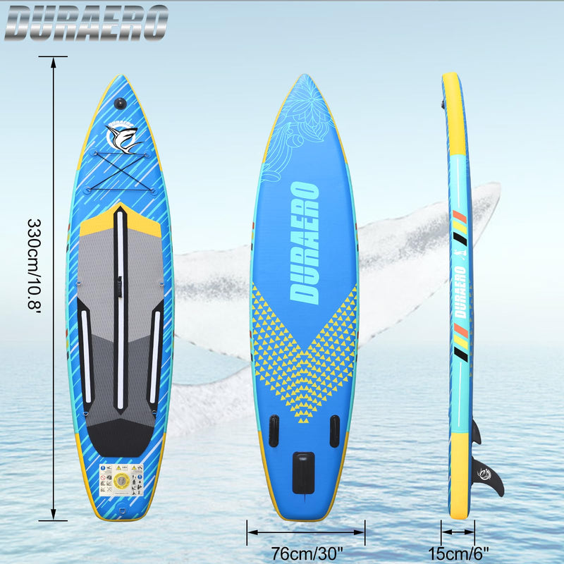 DURAERO Tabla de Paddle Surf Hinchable (SUP), con Soporte para Cámara, Kit Completo, 330x76x15 cm, hasta 150 kg