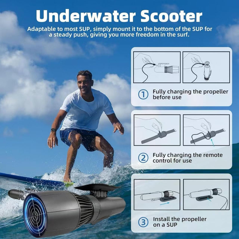 Patinete Subacuático de 700W, 160 Minutos de Autonomía, para Piscina y Mar