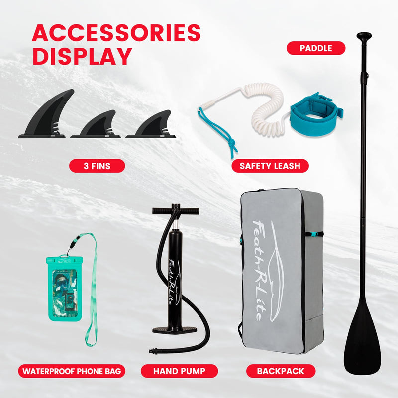 FunWater Tabla de Paddle Surf Hinchable (SUP), Kit Completo con Remo Ajustable, Bomba, Mochila y 3 Aletas