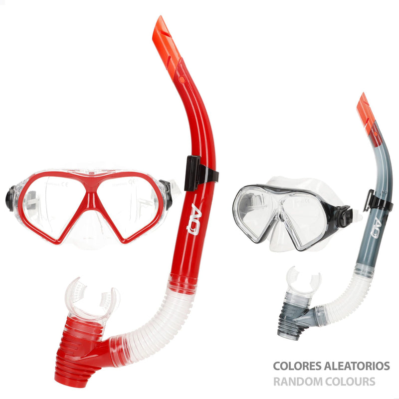AKTIVE Aqua Sport Gafas de Buceo con Tubo Flexible para Adultos, Lentes de Cristal Templado, Sello de Silicona, Libre de Látex, Fácil Ajuste, Modelo 54249