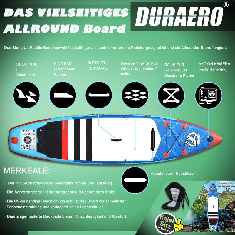 Tabla de Paddle Surf Hinchable (SUP), con Asiento de Kayak y Doble Remo, Kit Completo, 330x76x15 cm, hasta 150 kg