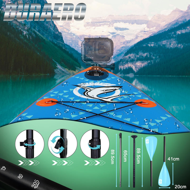 Tabla de Paddle Surf Hinchable (SUP), con Asiento de Kayak y Doble Remo, Kit Completo, 330x76x15 cm, hasta 150 kg