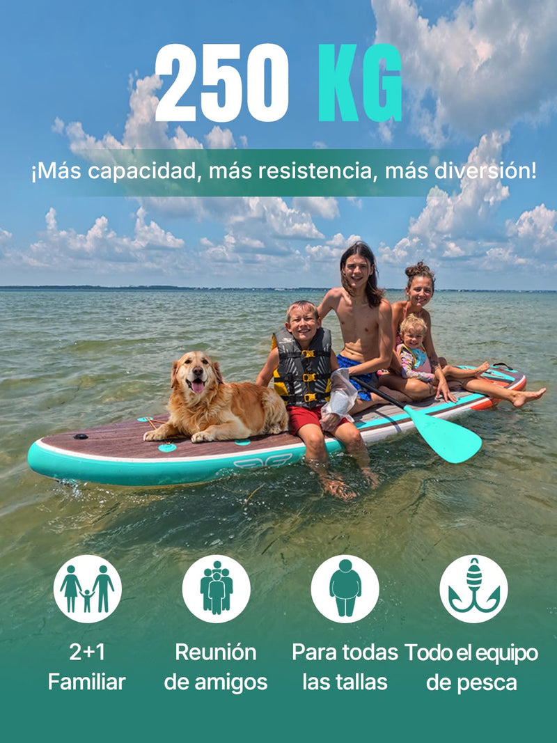 Niphean Tabla de Paddle Surf Hinchable Extra Grande, para 2-3 Personas, Kit Completo para Principiantes, para Familia y Adultos