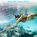AOOSA Máscara Snorkel Cara Completa 180°, Tubo Seco, Antivaho, Soporte de Cámara, Negra S/M