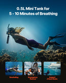 VEVOR Tanque de Buceo Portátil 0.5 L, para 5-10 Minutos Bajo el Agua, Profundidad 10 m, con Máscara de Snorkel, 73x365 mm