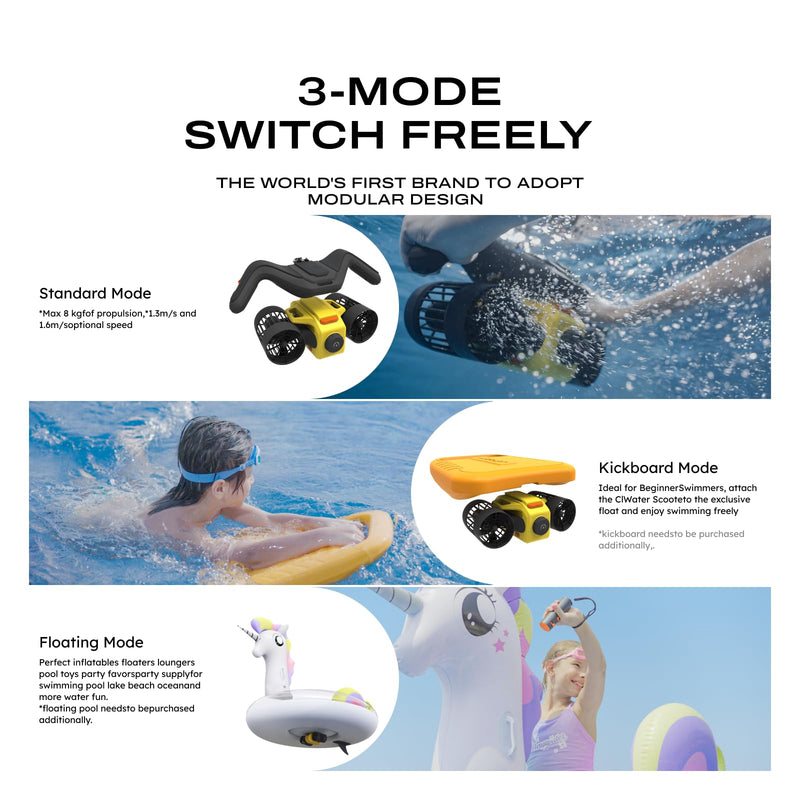 LEFEET C1 Patinete Subacuático con Motores Duales, 60 min Autonomía, 30 m de Profundidad, para Niños y Adultos, Amarillo