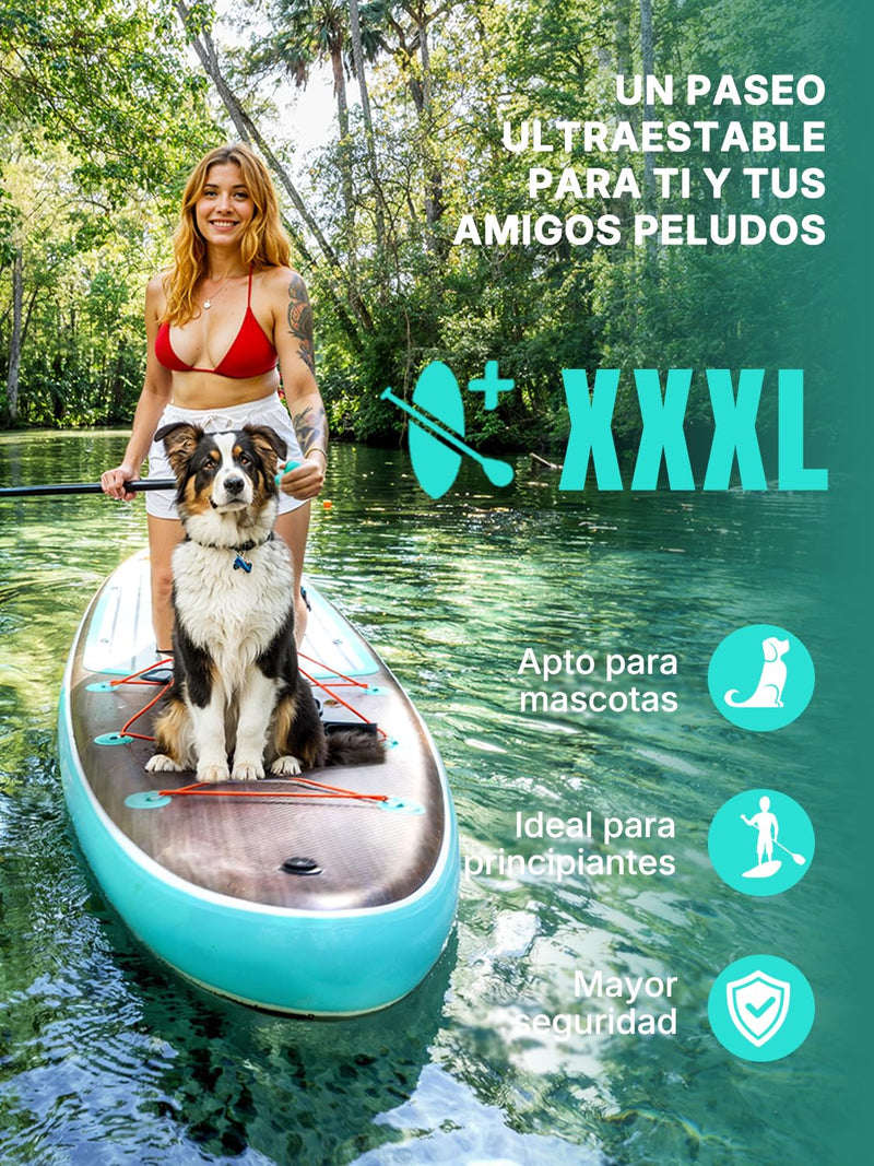 Niphean Tabla de Paddle Surf Hinchable Extra Grande, para 2-3 Personas, Kit Completo para Principiantes, para Familia y Adultos