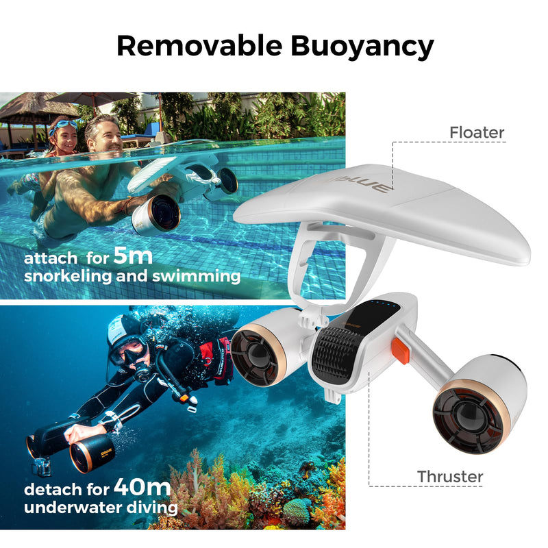 Sublue WhiteShark Mix Pro Patinete Subacuático con Motores Duales, Soporte de Cámara, para Niños y Adultos, Blanco