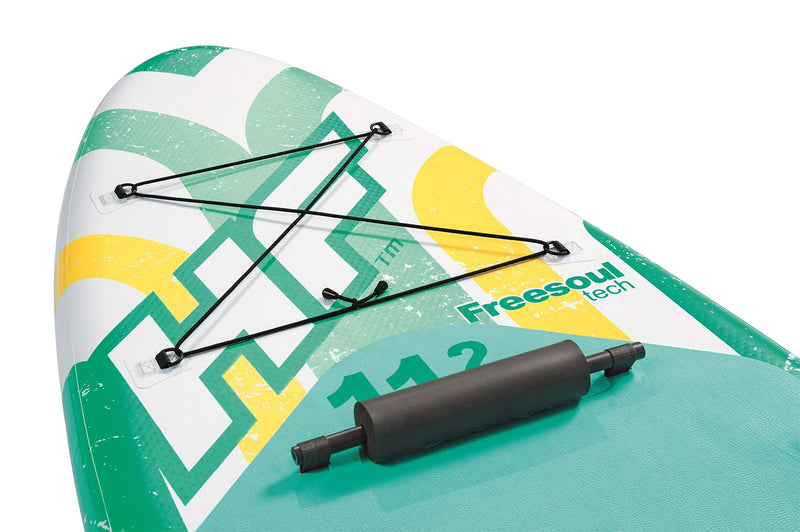 Bestway Freesoul Tech 65310 Tabla de Paddle Surf Hinchable (SUP), Kit Completo con Remo de Aluminio, Bomba y Bolsa, Blanco/Verde