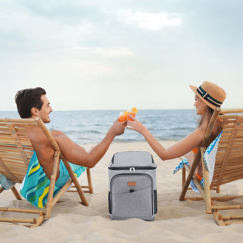 Lifewit Mochila Nevera Térmica 26L (34 Latas), Portátil para Playa, Camping y Picnic, Gris