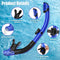 Juego de 2 Máscaras de Buceo para Adultos, con Tubo de Snorkel Seco, Lentes de Cristal Templado Antivaho, Negro y Azul