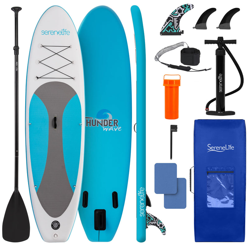 SereneLife Tabla de Paddle Surf Hinchable (ISUP), Cubierta Antideslizante, Incluye Aleta y Estuche, para Adultos y Jóvenes