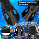 IEEILULU Kit de Snorkel para Adultos (7 Piezas), Máscara Antivaho, Aletas Ajustables, con Bolsa, Negro, Talla S/M