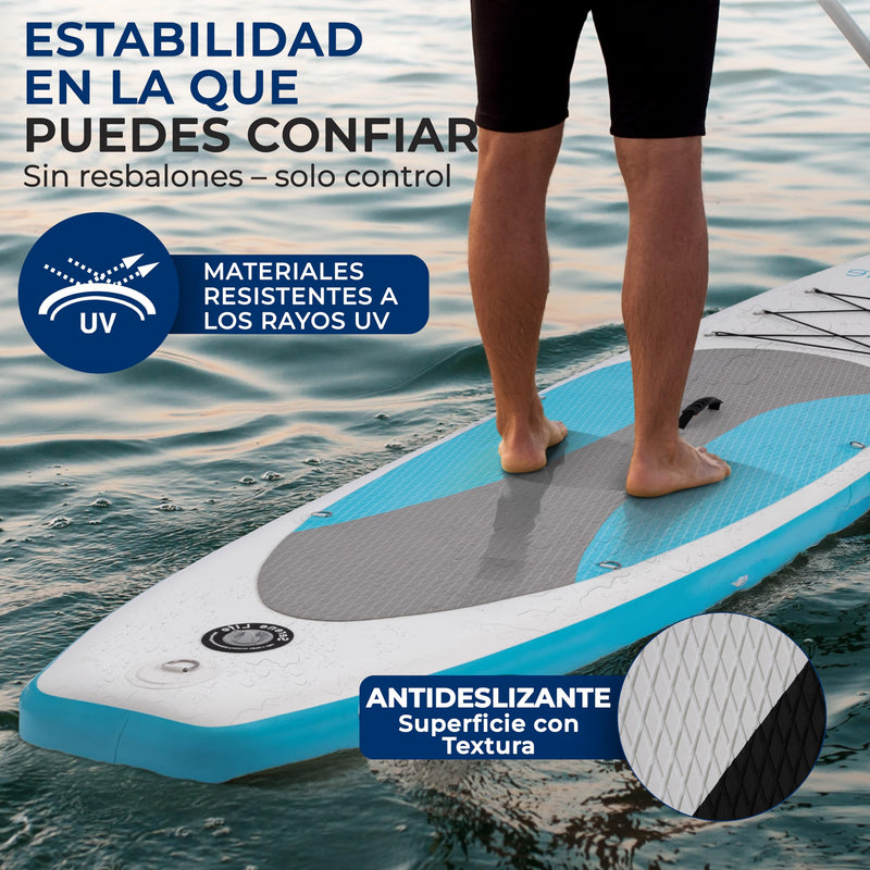 SereneLife Tabla de Paddle Surf Hinchable (ISUP), Cubierta Antideslizante, Incluye Aleta y Estuche, para Adultos y Jóvenes