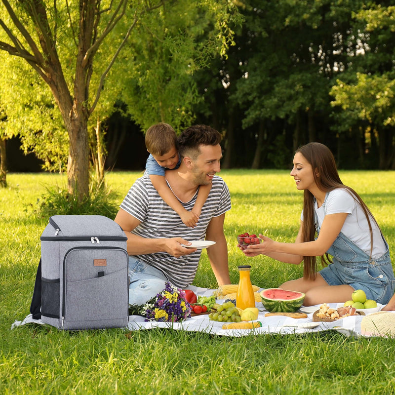 Lifewit Mochila Nevera Térmica 26L (34 Latas), Portátil para Playa, Camping y Picnic, Gris